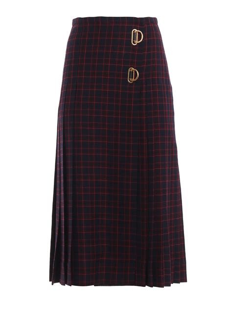 burberry long wool kilt skirt